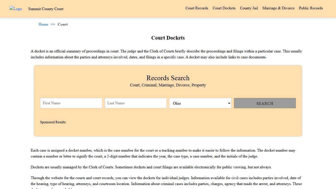 Court Dockets Summit County Court